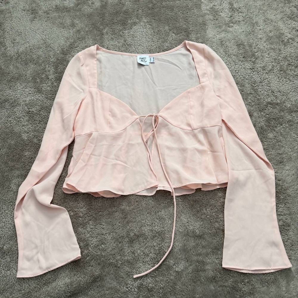 princess polly light pink front tie blouse size 6